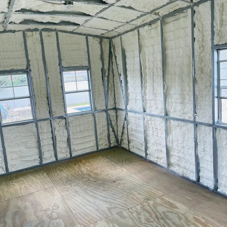 Closed-cell spray foam insulation applied to wall cavities in a residential project in Memphis